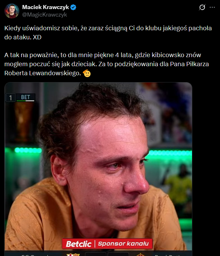 MINA i WPIS Maćka Krawczyka po ostatnim meczu Lewego na Camp Nou...